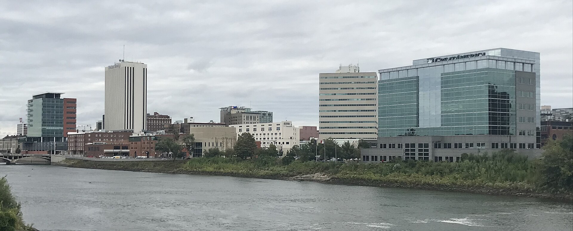 Downtown Cedar Rapids skyline along the Cedar River