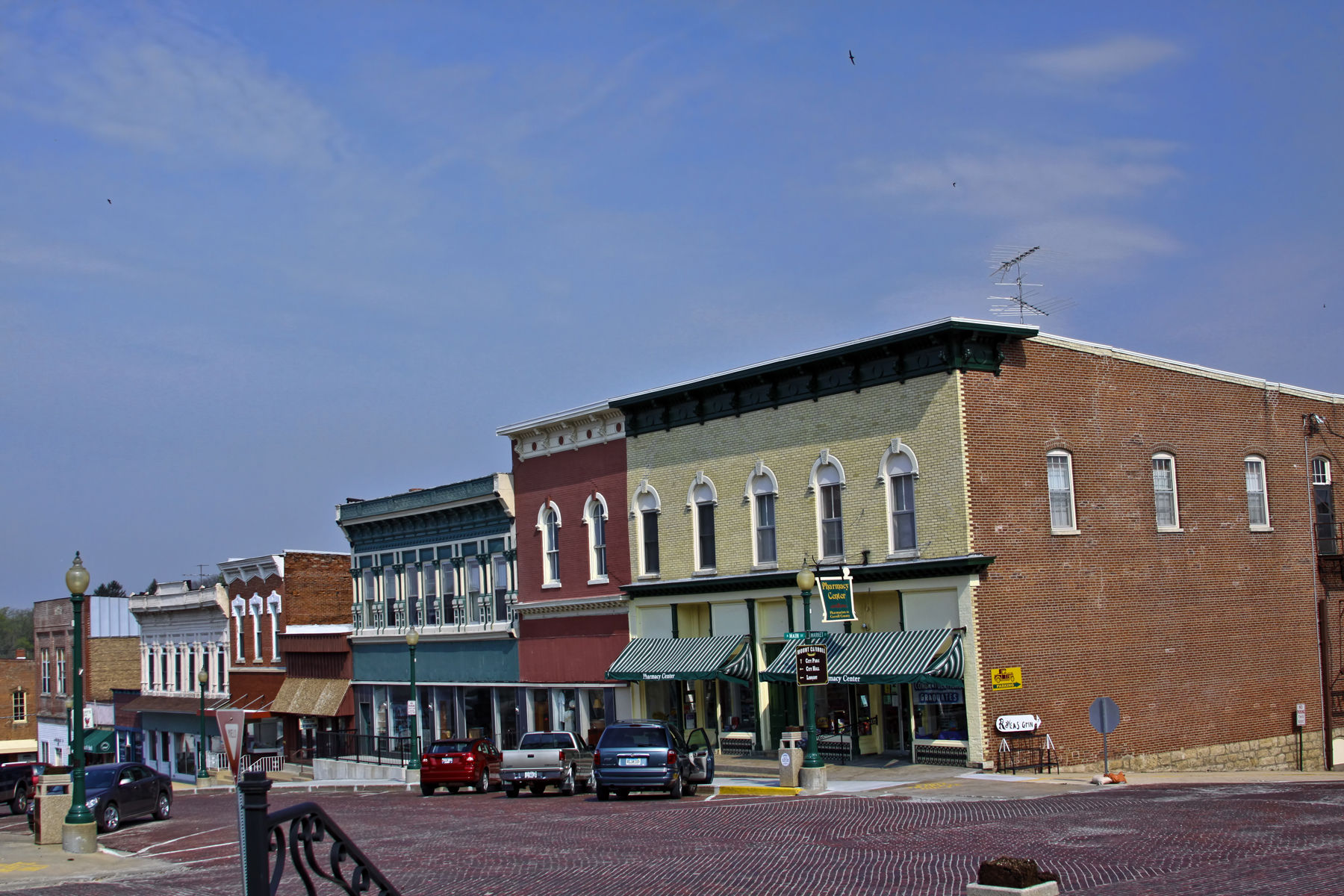 Market Street in downtown Mount Carroll, Illinois
