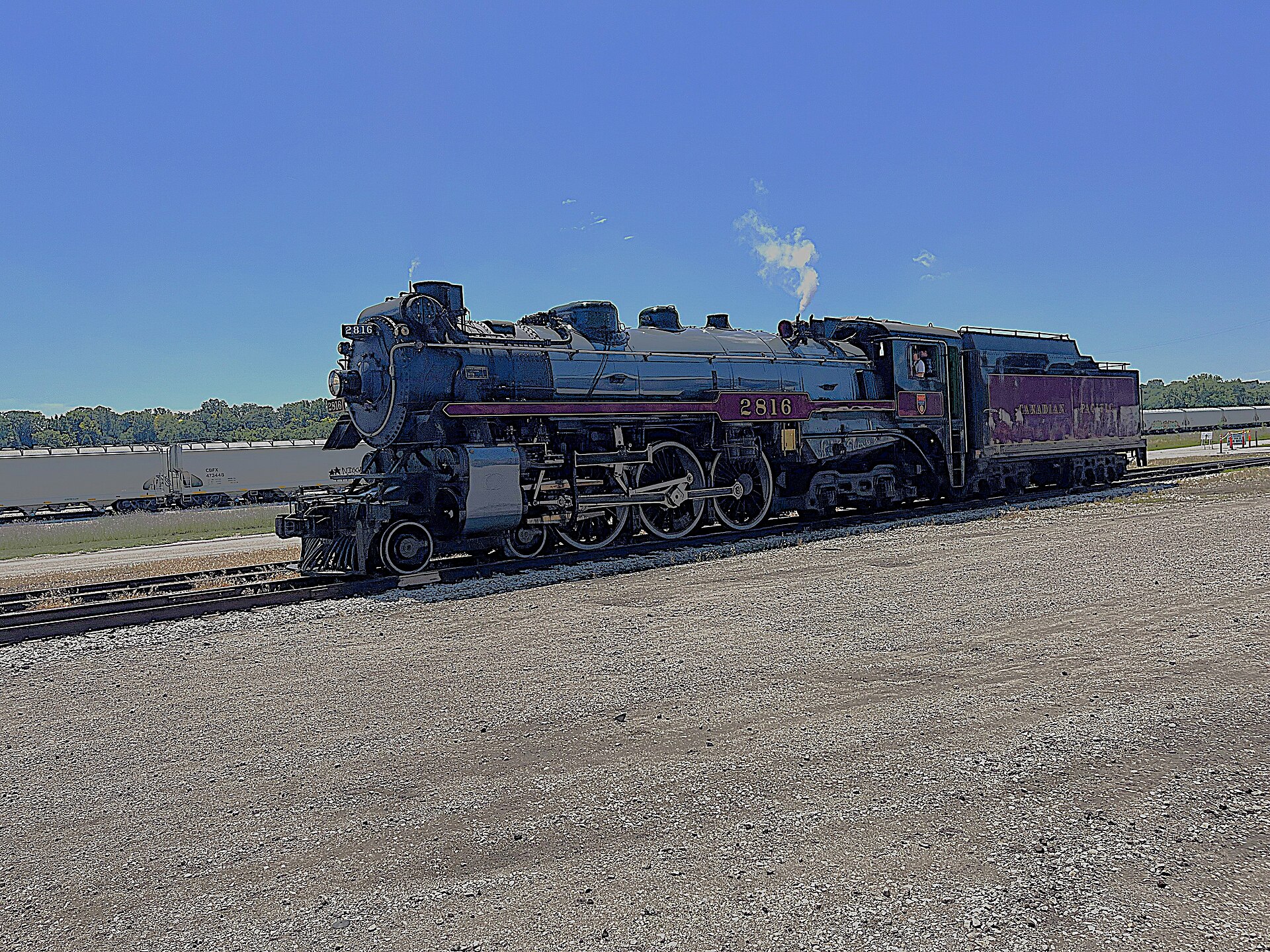 Train at the rail shops in Silvis, Illinois