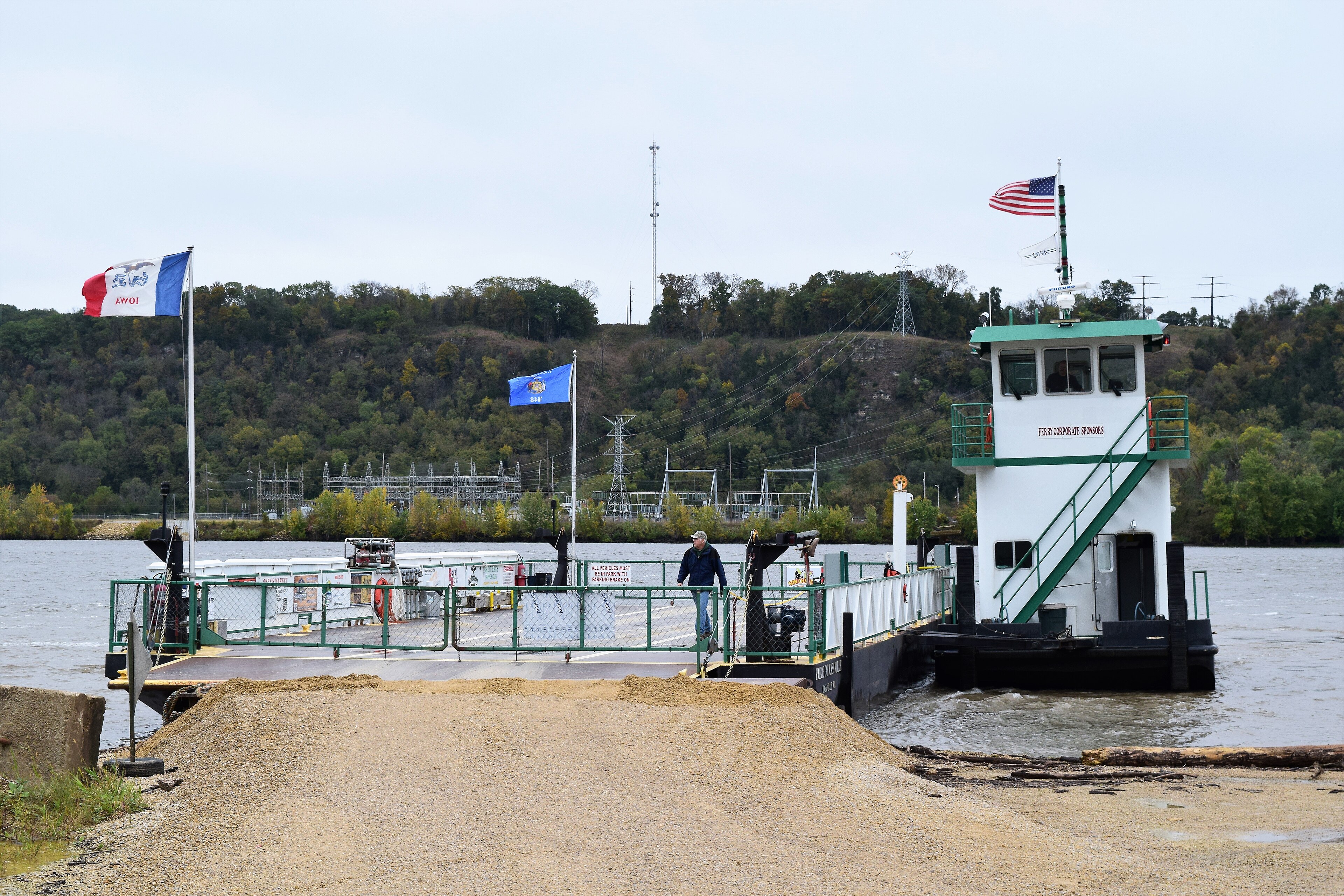 Cassville Car Ferry at its landing on the Mississippi River
