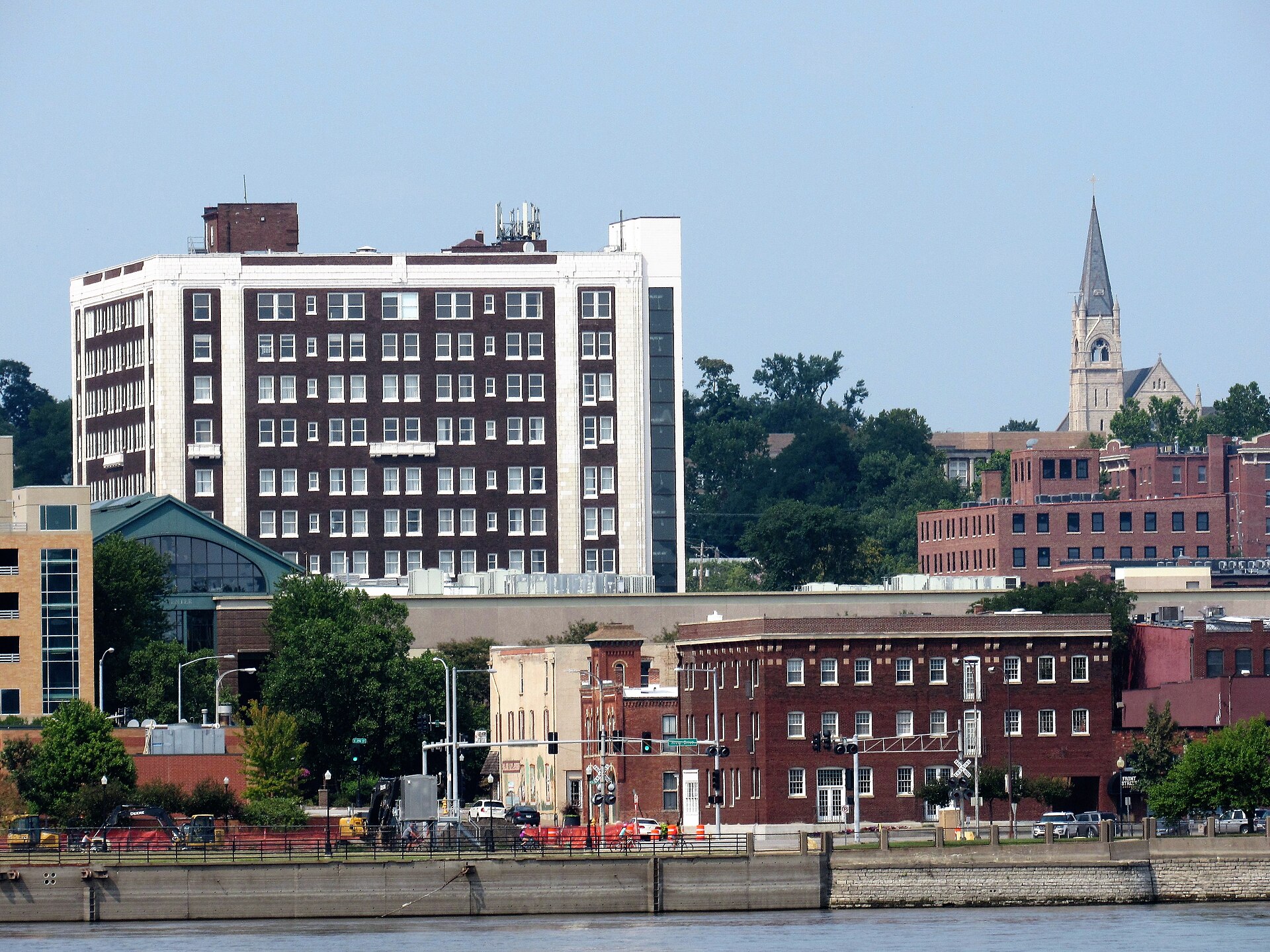 Downtown Davenport riverfront along the Mississippi River