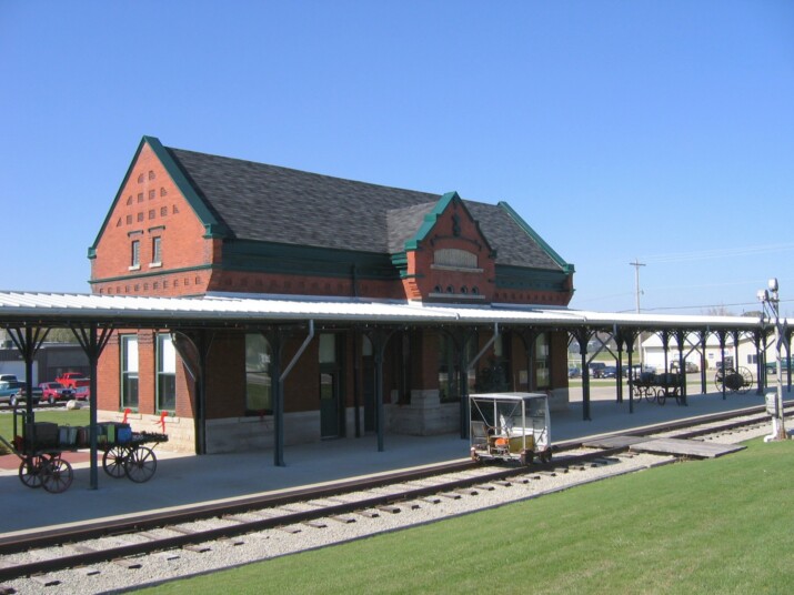 Historic train station in Independence, Iowa
