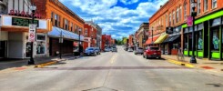Main Street in Platteville, Wisconsin looking west